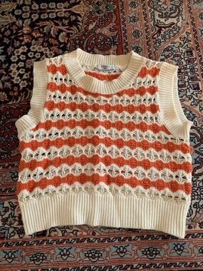 FRNCH Cream & Rust Knit Vest